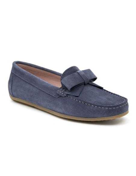 Blue suede women's moccasins