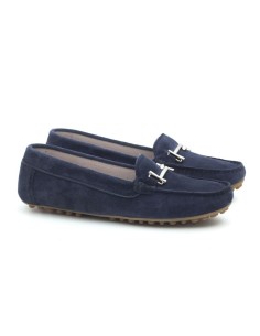 Blue suede women's moccasins
