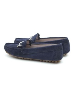 Blue suede women's mocassins 2