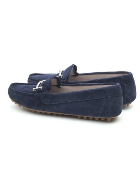 Blue suede women's moccasins