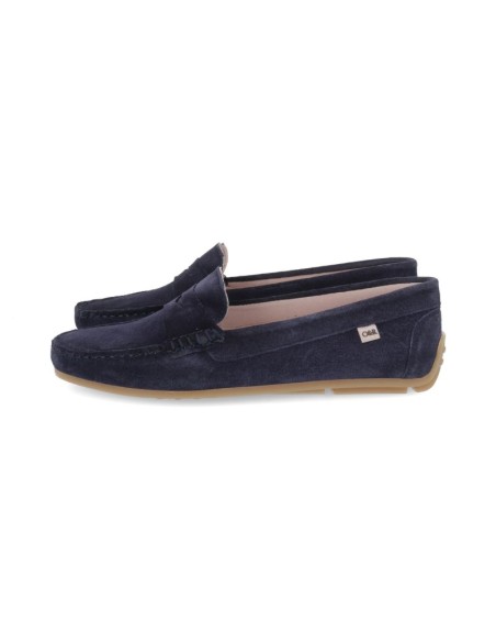 Blue suede women's mocassins