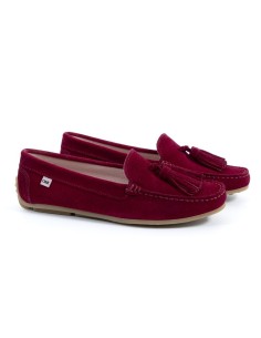 Red suede women's mocassins