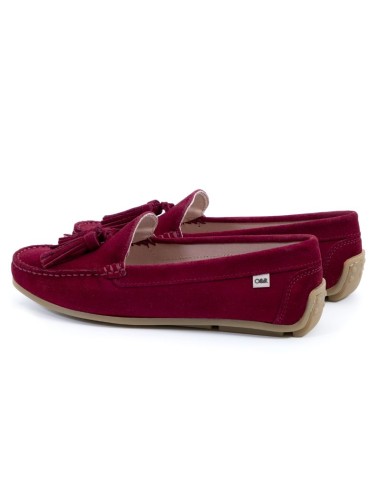 Red suede women's moccasins