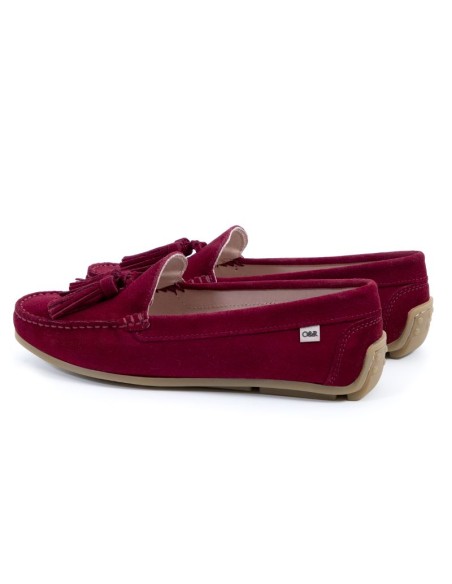 Red suede women's moccasins