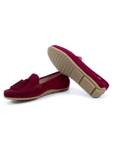 Red suede women's moccasins