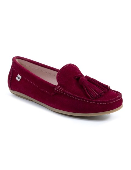Red suede women's mocassins
