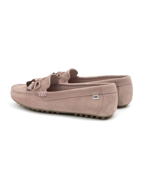 Pink suede women's moccasins