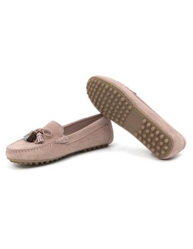 Pink suede women's moccasins