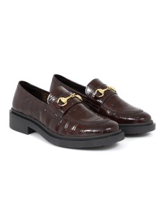 Burgundy leather women's moccasins