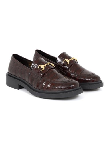 Burgundy leather women's moccasins