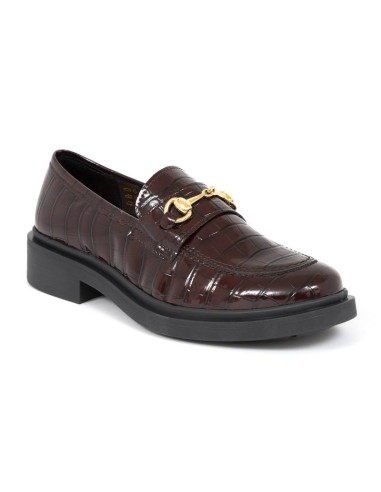 Burgundy leather women's moccasins