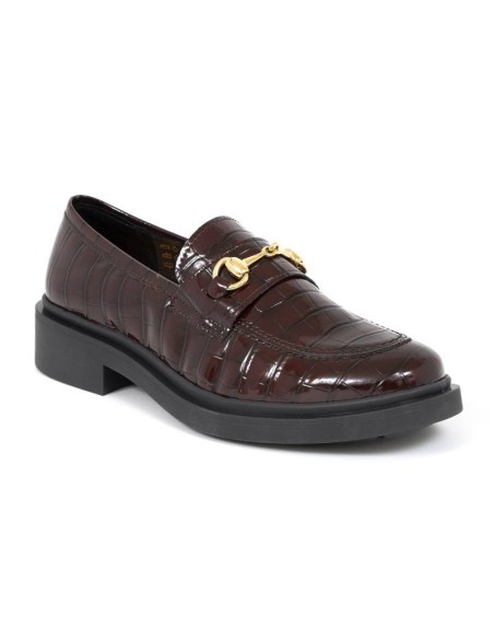 Burgundy leather women's moccasins