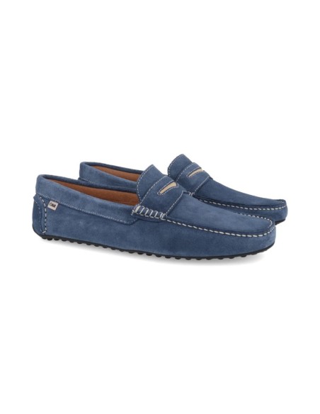 Blue leather moccasin