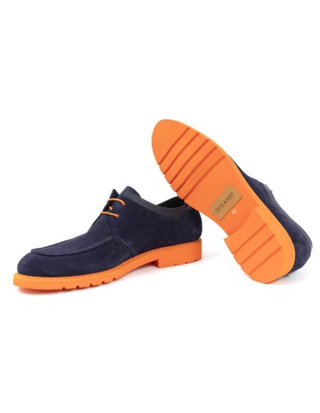 Blue suede derby