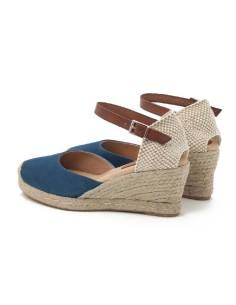 Espadrilles femme suède et cuir bleu W-MITANA-AZUL 2