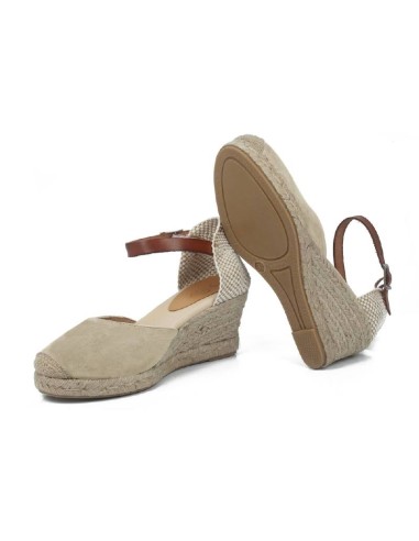 Beige suede espadrilles for women