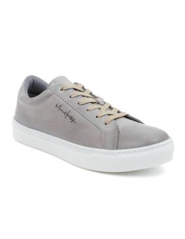 Sneakers de piel liso color gris