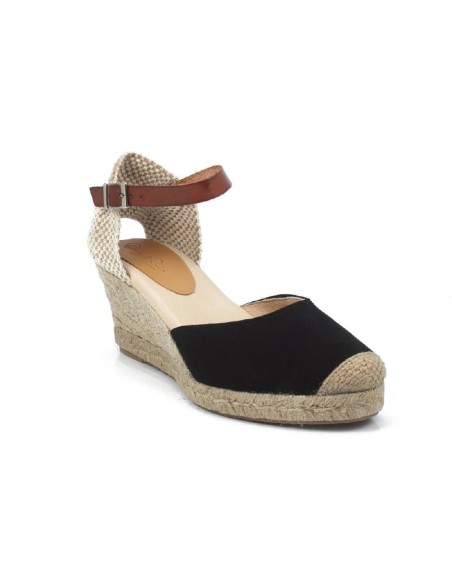 Espadrilles femme suède et cuir le noir W-MITANA-NEGRO