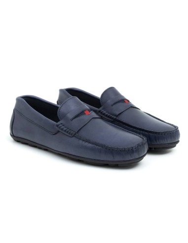 Mocasín de piel con antifaz color azul