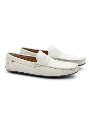 Mocasín de piel con antifaz color blanco