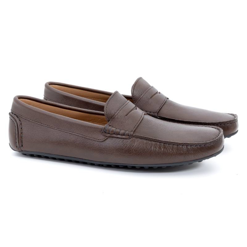 Mocasín de piel con antifaz color marrón EFAL-MARRON