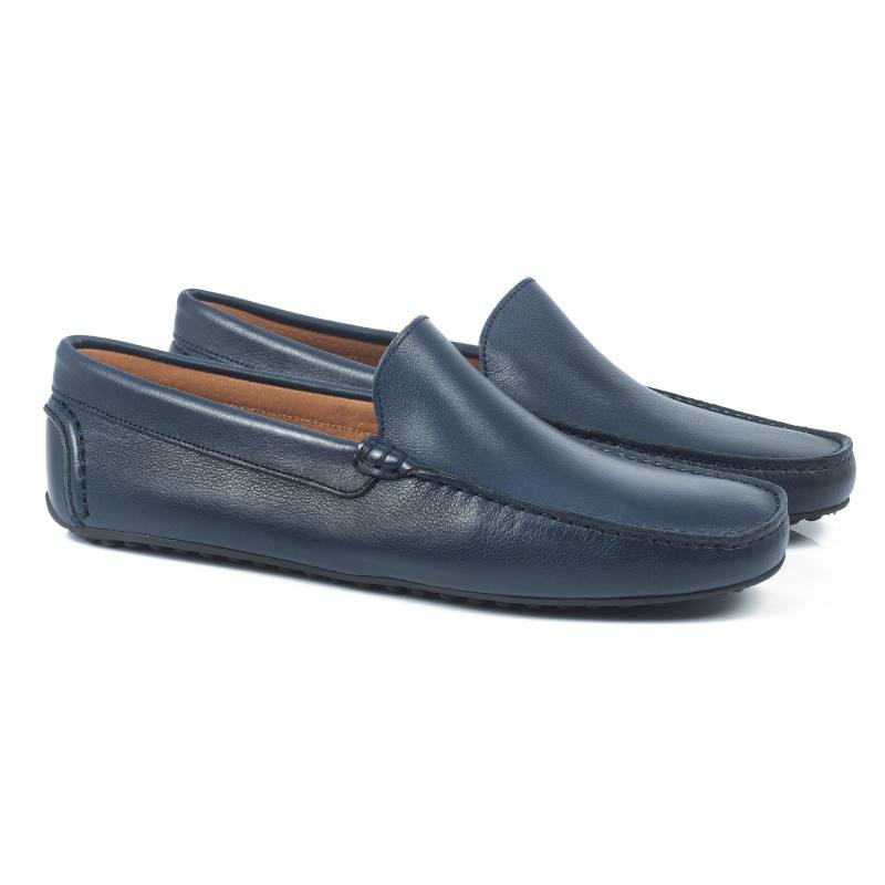 Mocasín de piel con antifaz color azul ELLIOT-NAVY