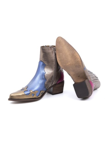 Botas de mujer liso combinado de pieles color multicolor