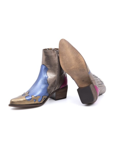 Botas de mujer liso combinado de pieles color multicolor