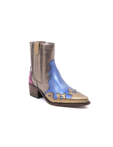 Botas de mujer liso combinado de pieles color multicolor