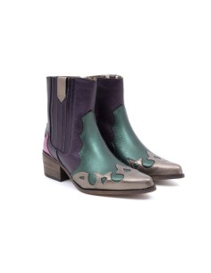 Botas de mujer liso combinado de pieles color multicolor