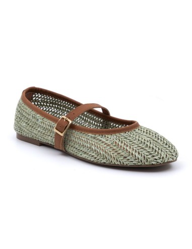 Green natural raffia Ballet Flat