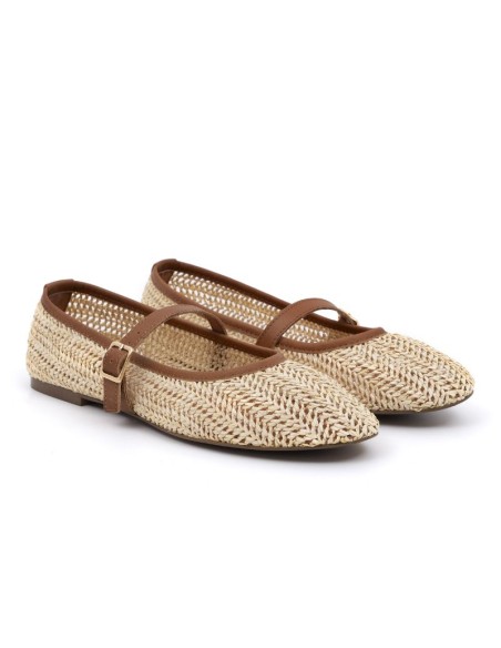Beige natural raffia Ballet Flat