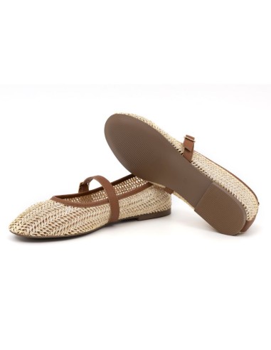 Bailarina de rafia natural trenzado color beige