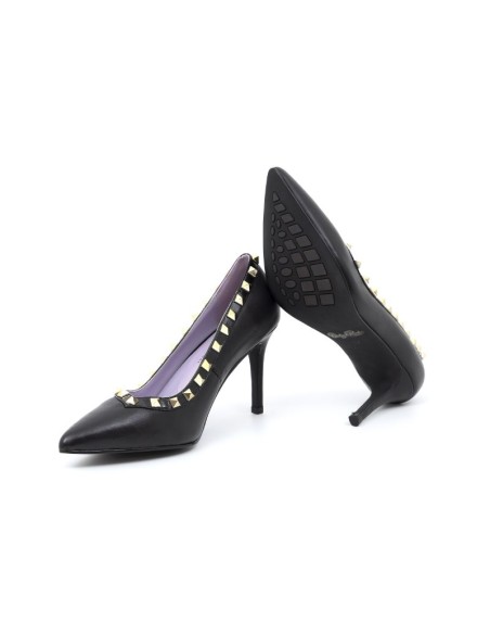 Zapato de Vestir de pelo de pony con remaches color negro