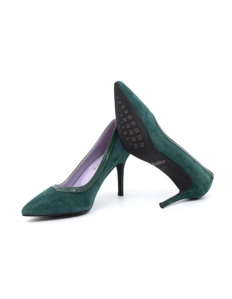 Zapato de Vestir de ante combinado de pieles color verde