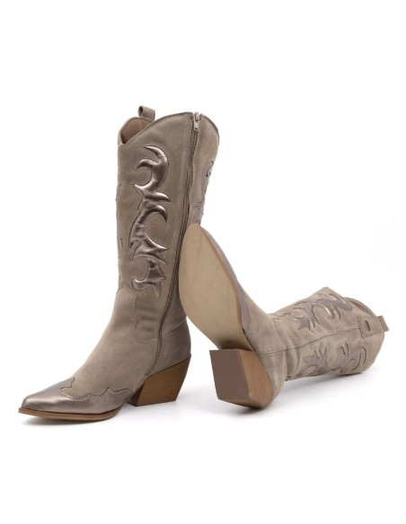 Grey solid color Women's high boots