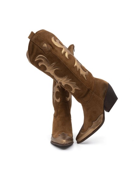 Brown solid color Women's high boots