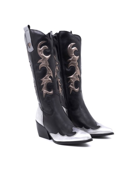 Black solid color Women's high boots