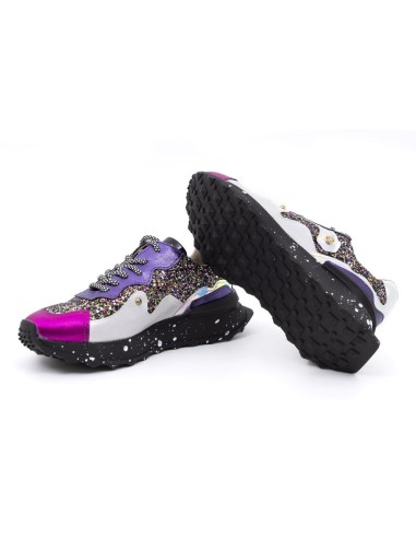 Deportivo de mujer de piel en doble tonalidad color rosa