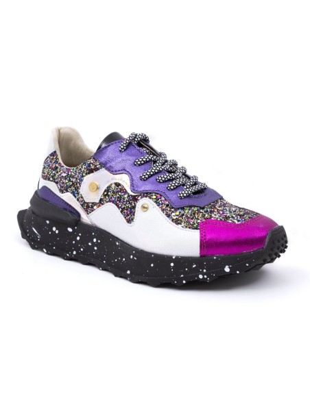baskets femme de peau rose W-GLITZ-FUCSIA