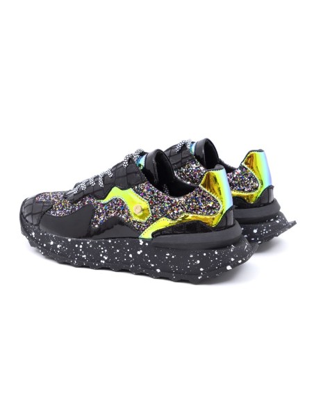 Deportivo de mujer de piel en doble tonalidad color plata