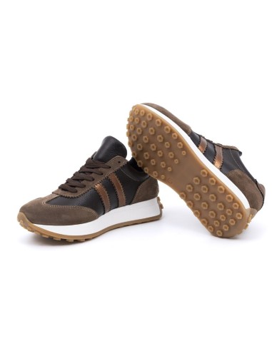 baskets femme de peau marron W-JADIYA-MARRON