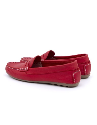 Red leather women's moccasins