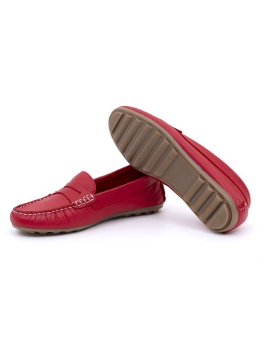 Red leather women's moccasins