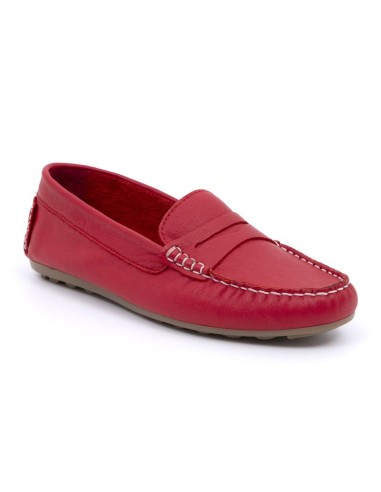 Red leather women's moccasins