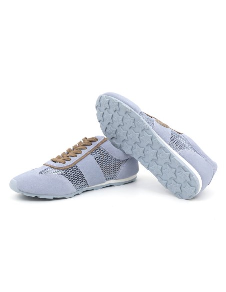 Deportivo de mujer de ante tejido de rejilla color azul