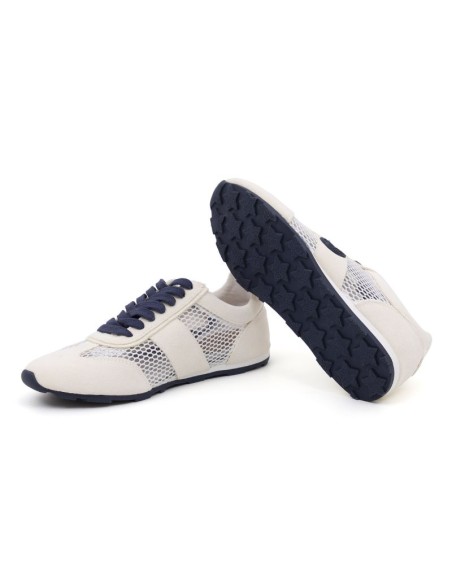 baskets femme suède blanc W-MORA-WHITE-BLUE