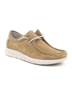 Brown suede boat shoe