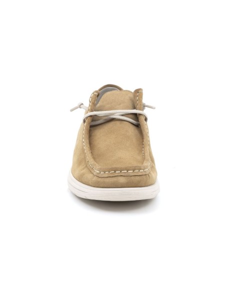 Brown suede boat shoe