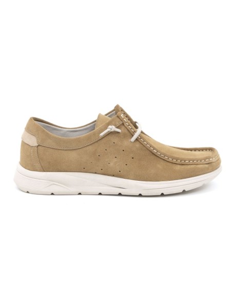 Brown suede boat shoe